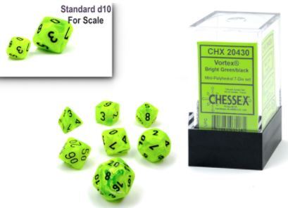 Vortex Mini-Polyhedral 7-die Set Bright Green/Black CHX 20430